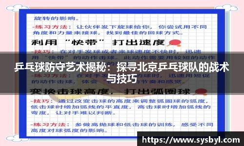 乒乓球防守艺术揭秘：探寻北京乒乓球队的战术与技巧